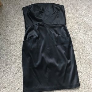 Strapless black cocktail dress